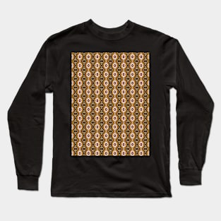 Brown and Orange Ovals and Curves Seamless Pattern 1970s Inspired Long Sleeve T-Shirt
